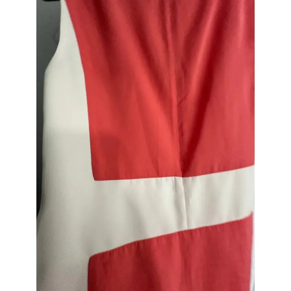 Zara Basic Coral White Colorblock Mod 70s inspired Sheath Sleeveless Dress Sz M - Picture 12 of 12